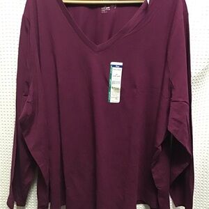 Red Oversized Boxy Blouse Long Sleeve